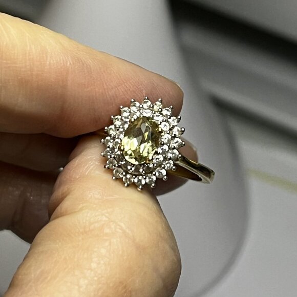 Sphene 14K Gold Vermeil over 925 Sterling Ring Size 8 - Picture 2 of 3